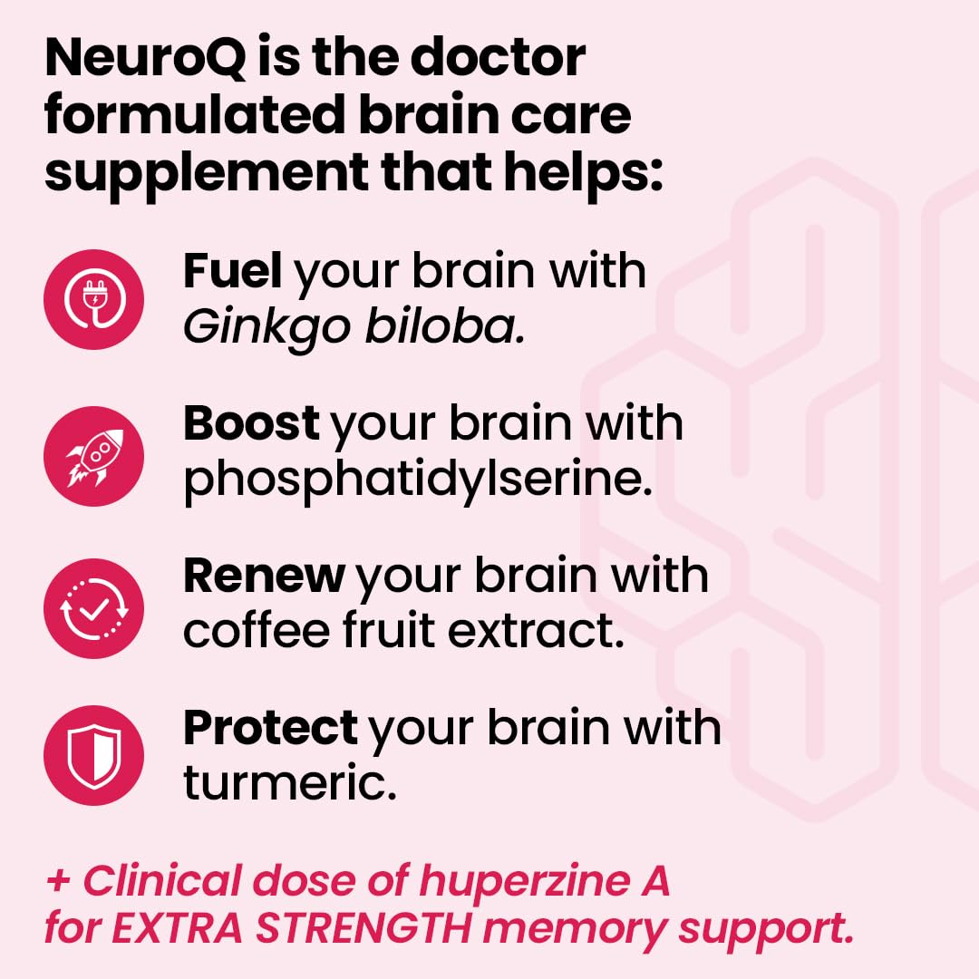 Closeup of NeuroQ capsules highlighting convenient brain health support for busy days.