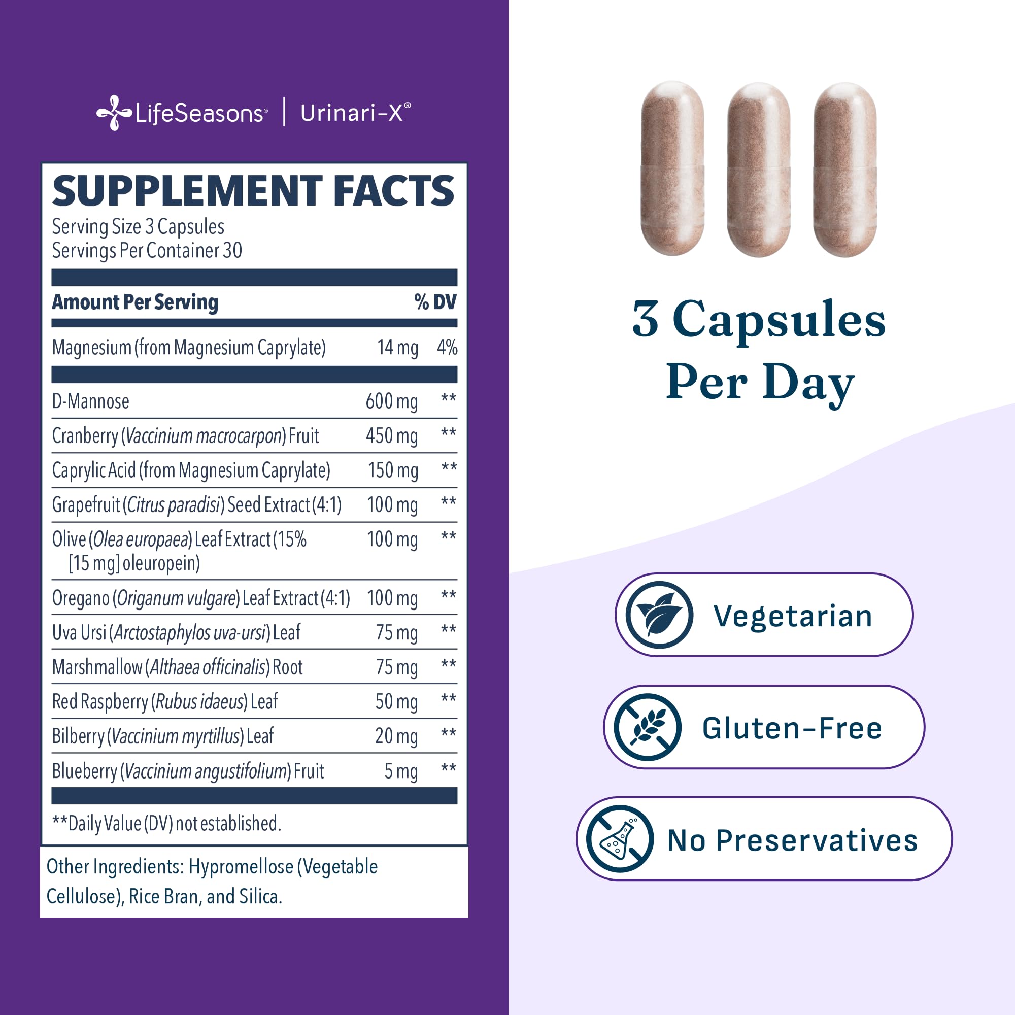 LifeSeasons etiqueta con ingredientes y dosis, información clara