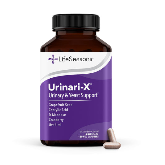 LifeSeasons Urinari-X vista frontal del envase, apoyo rápido