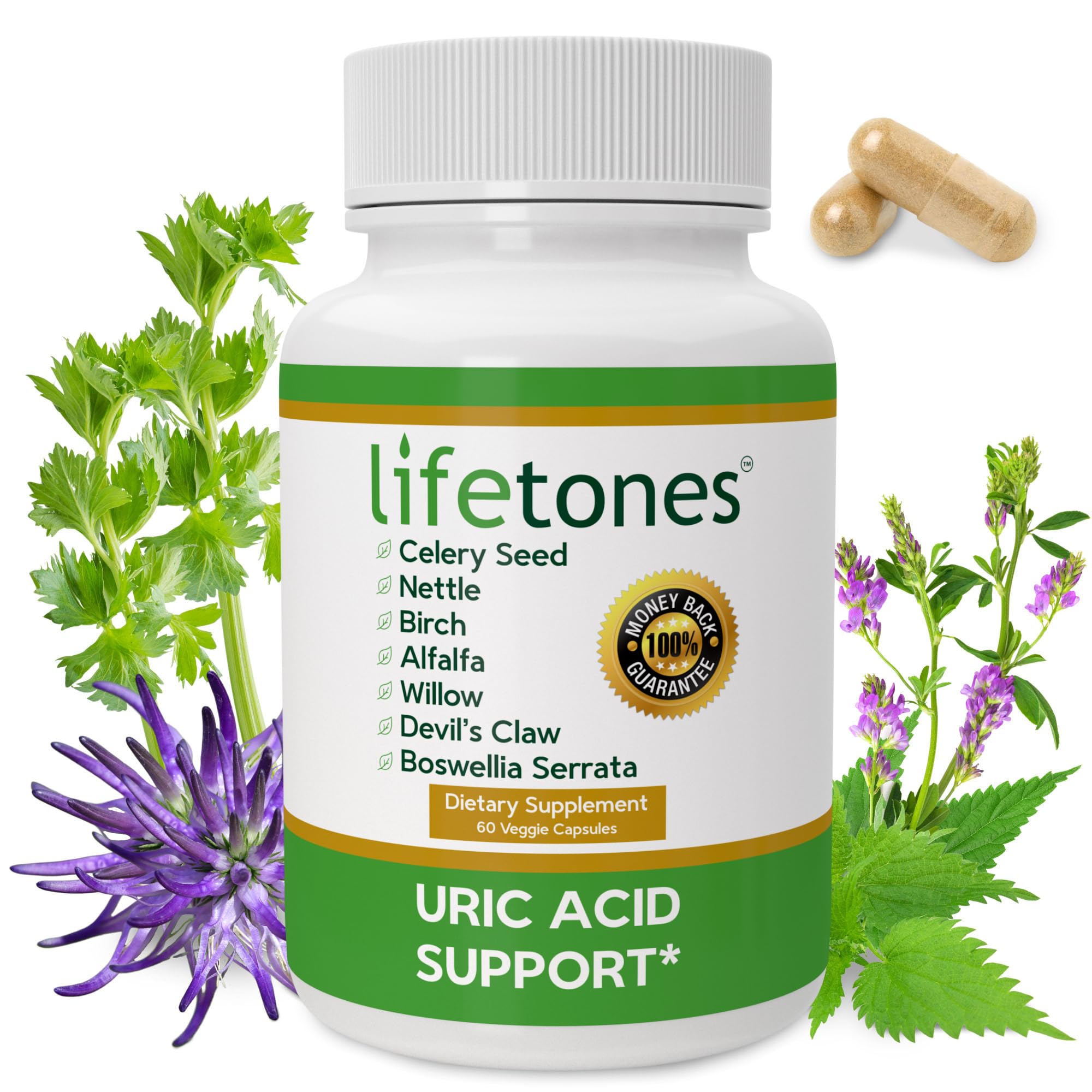 Life Tones primer plano de cápsula destacando fórmula vegetal