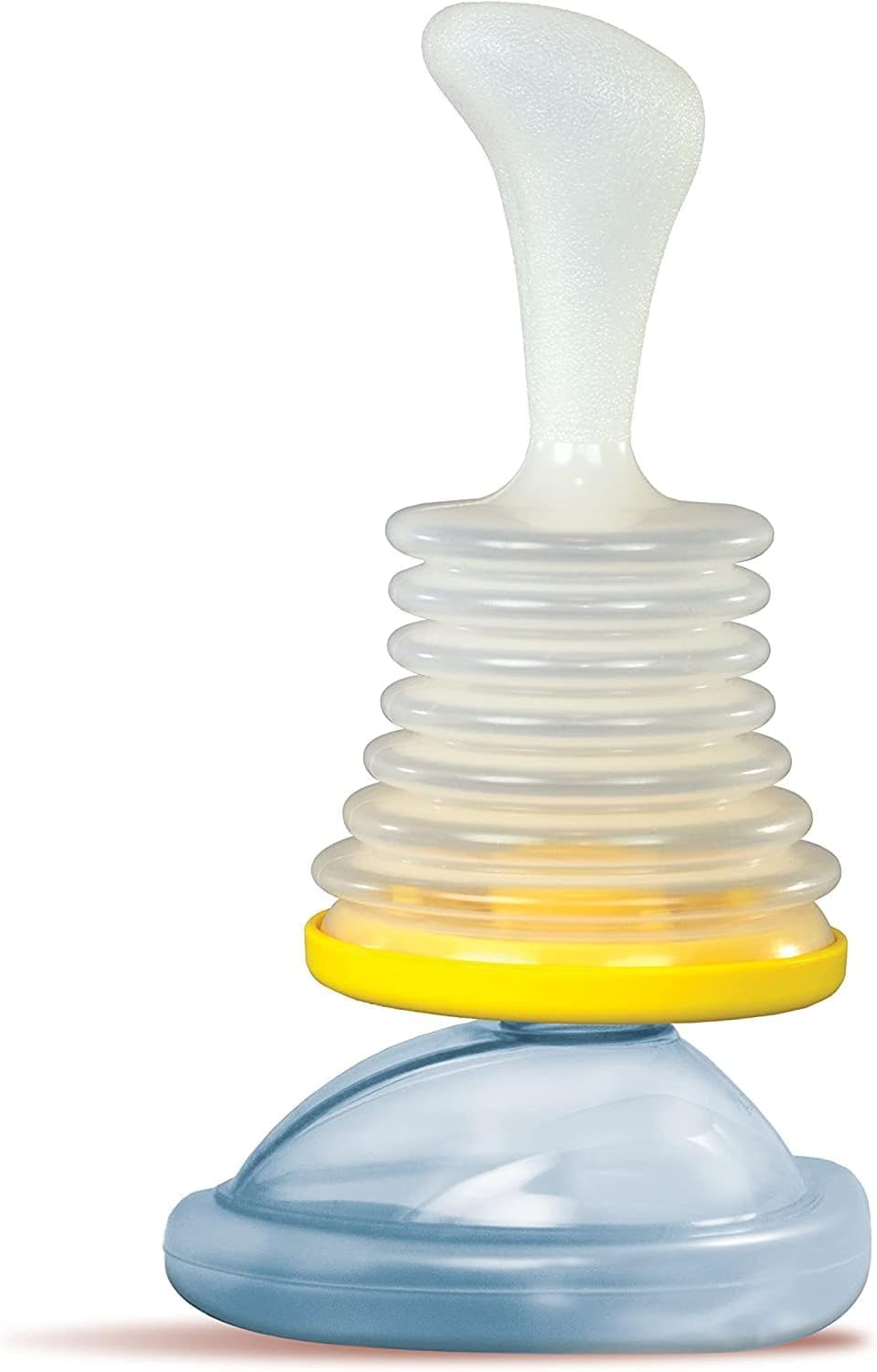 LifeVac kit de viaje amarillo abierto con piezas, transporte cómodo