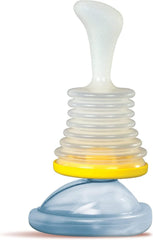 LifeVac kit de viaje amarillo abierto con piezas, transporte cómodo