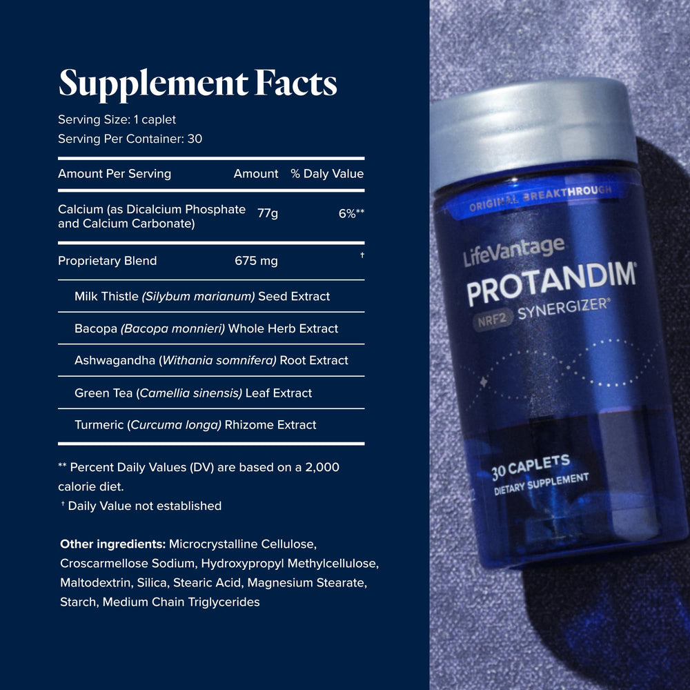 Cápsulas de Protandim en primer plano destacando textura y cubierta vegetal