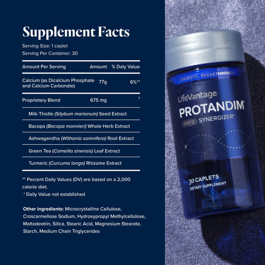 Cápsulas de Protandim en primer plano destacando textura y cubierta vegetal