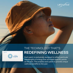 LifeWave X39 etiqueta y detalles del paquete informando instrucciones claras