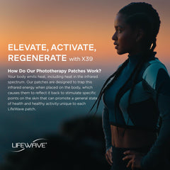 LifeWave X39 primer plano del parche y su textura para aplicación precisa