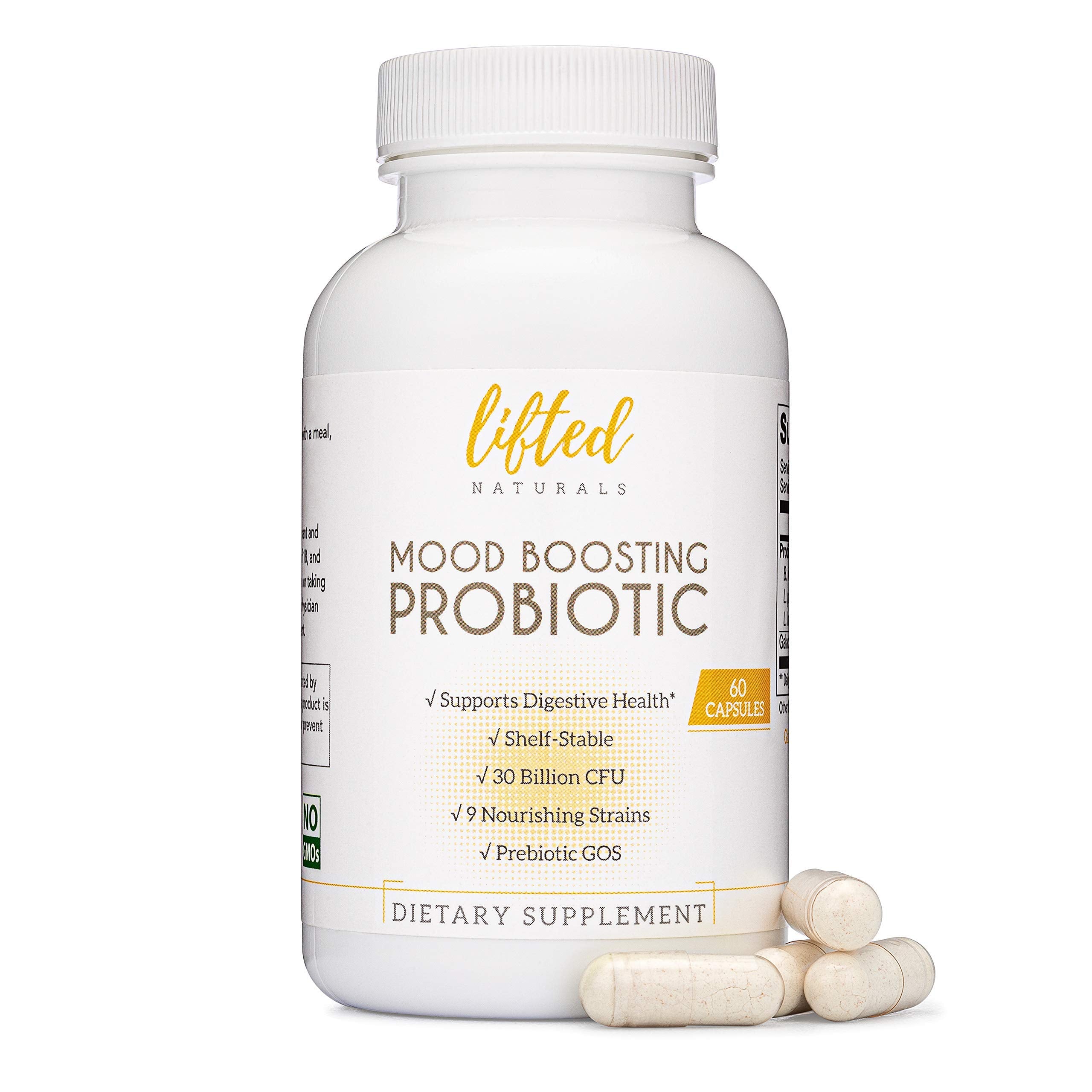 Lifted Naturals frasco delantero mostrando la etiqueta y beneficio digestivo