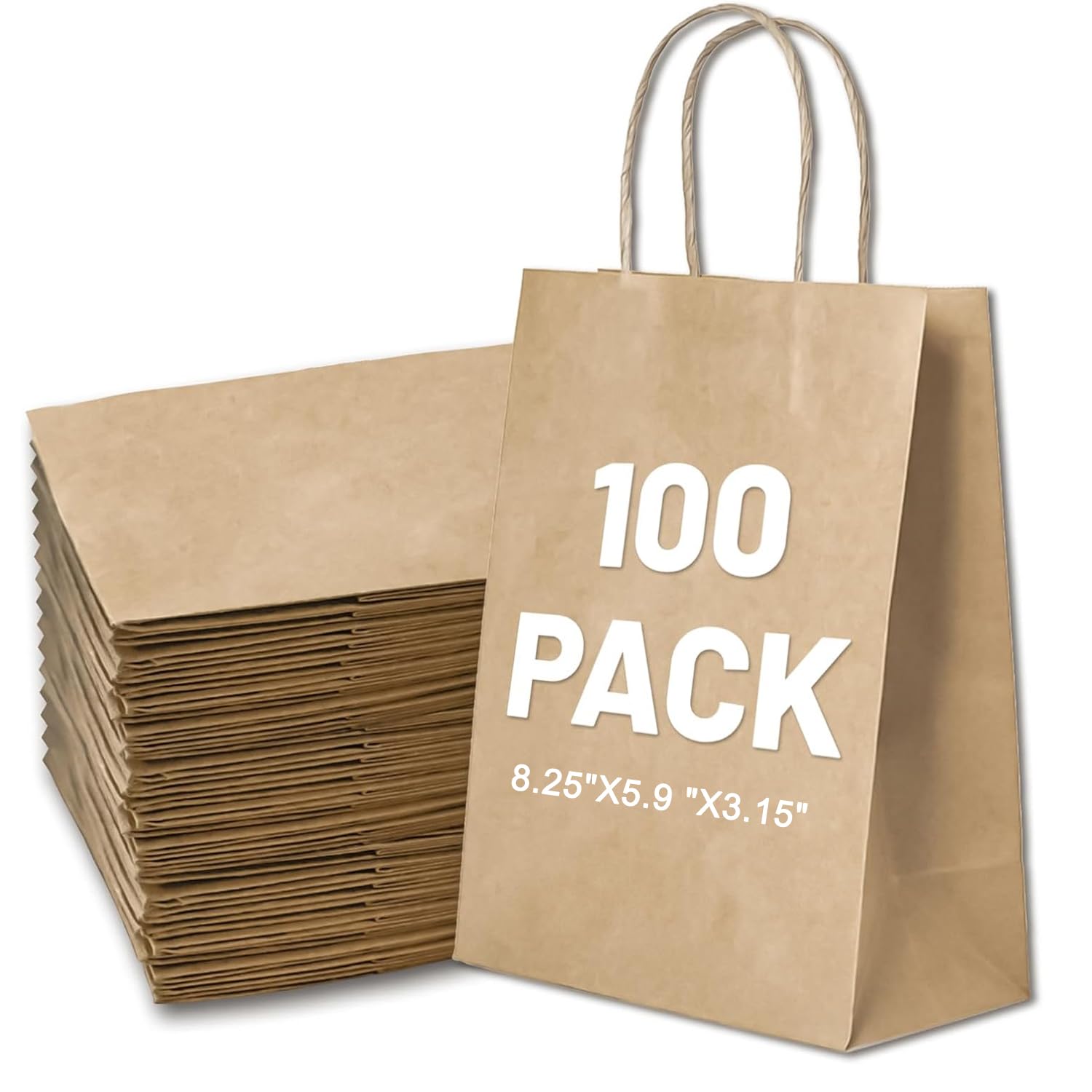 LIHOMR bolsa frontal kraft mostrando tamaño y acabado, práctico empaque