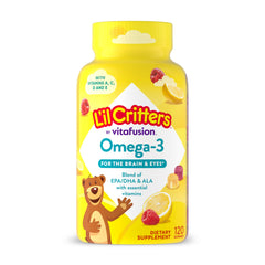 L'il Critters envase frontal mostrando 120 gomitas, fácil identificación del producto