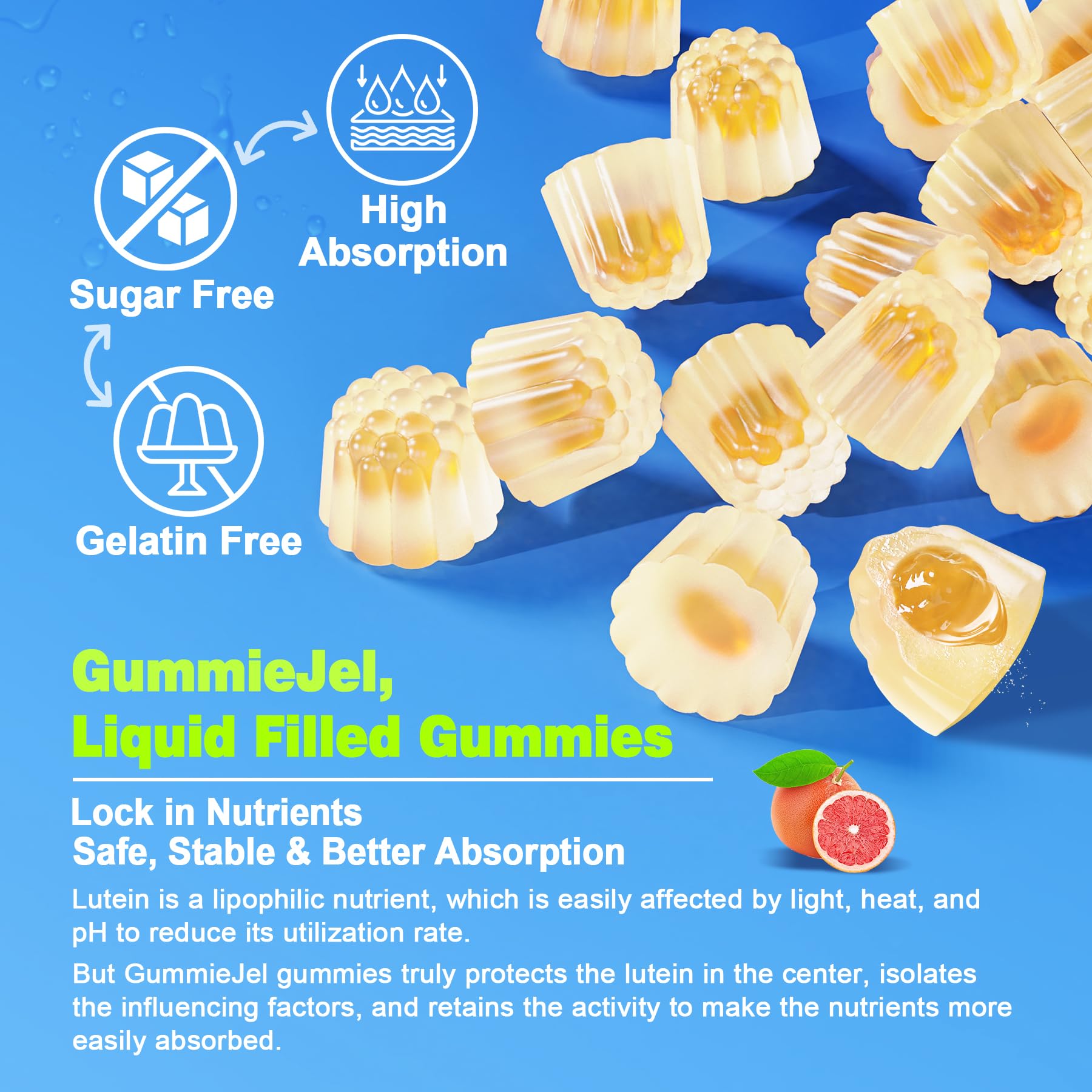 LILICARE corte transversal de gominola con núcleo encapsulado protege nutrientes