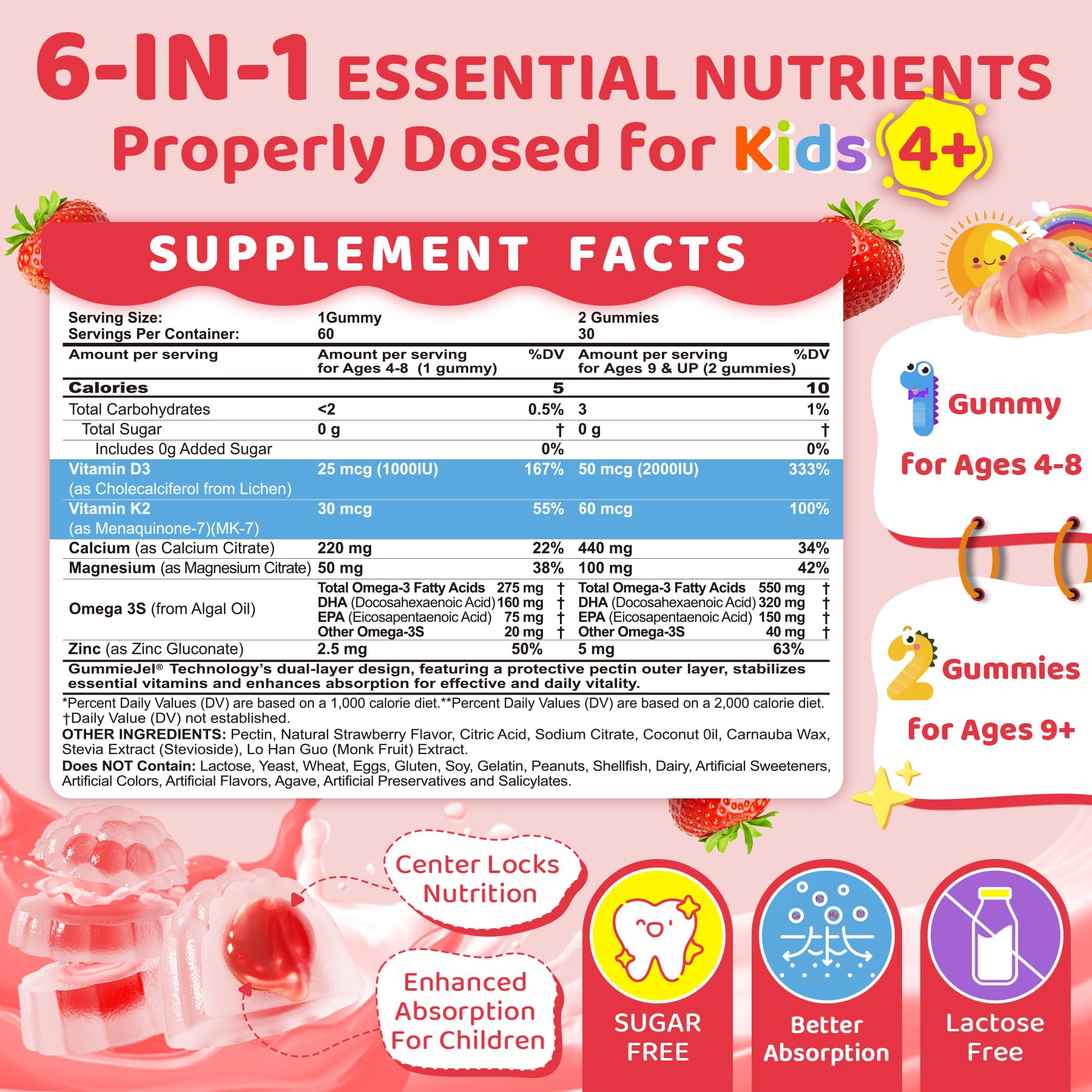LILICARE corte transversal de gomita mostrando núcleo líquido nutritivo