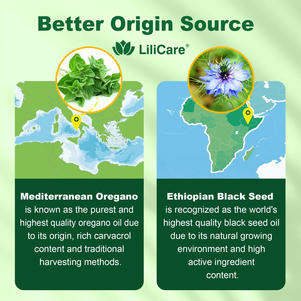 LILICARE ingredientes: orégano mediterráneo y comino negro etíope