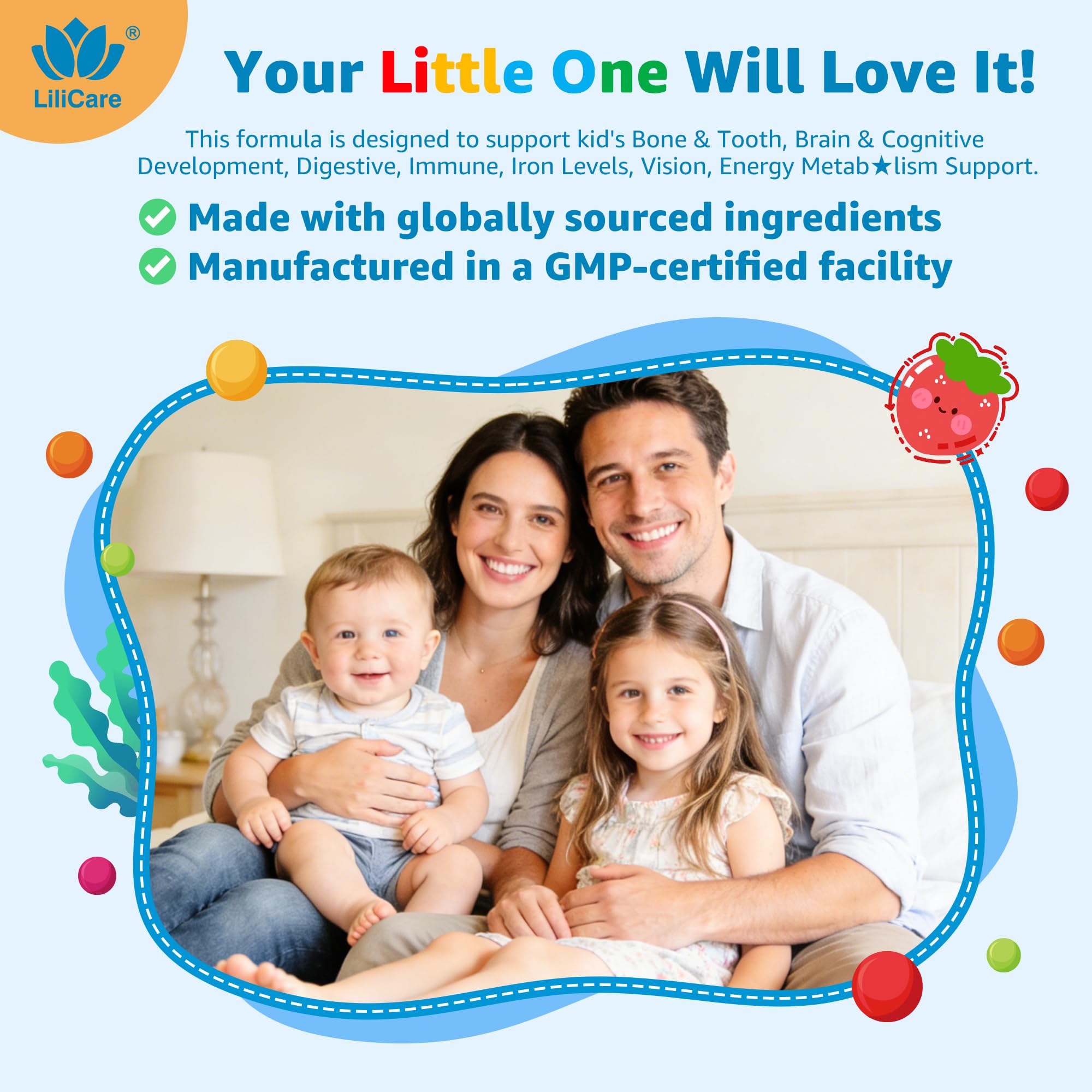 LILICARE familia con niños 2–4+ mostrando compatibilidad por edad