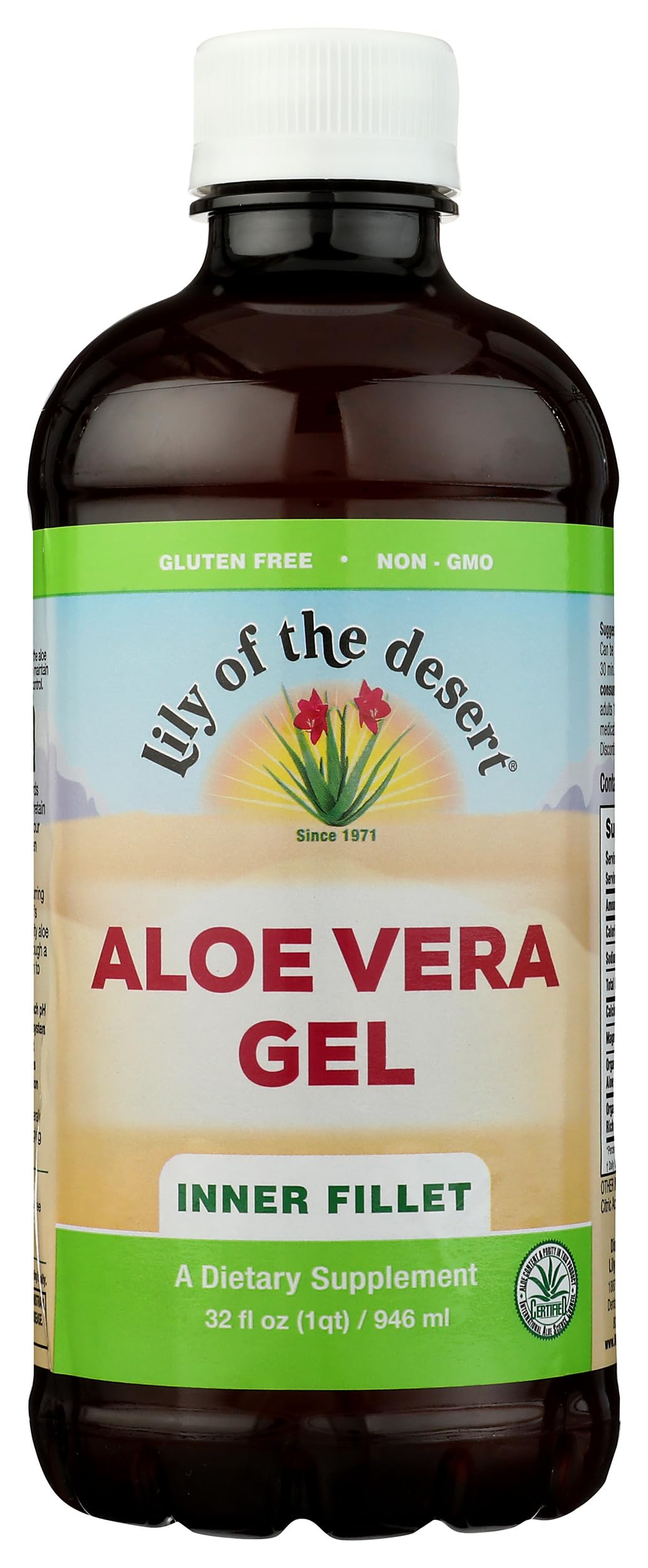Lily of the Desert gel frontal mostrando envase grande y beneficio hidratante