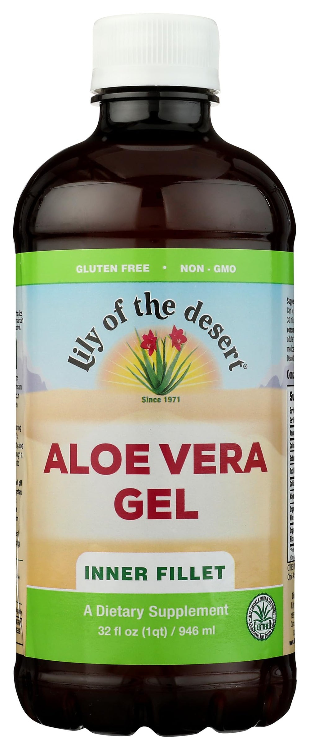 Lily of the Desert gel frontal mostrando envase grande y beneficio hidratante