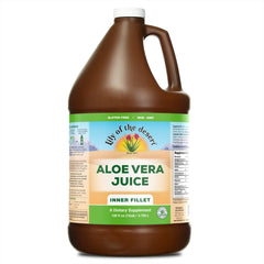 Lily Of The Desert botella frontal 128 oz mostrando presentación y volumen