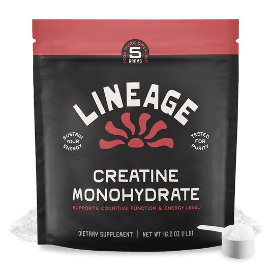Lineage Provisions frente del envase mostrando 90 servicios y diseño claro