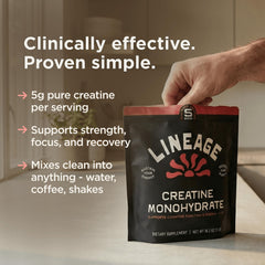 Lineage Provisions close-up de textura micronizada que facilita disolución