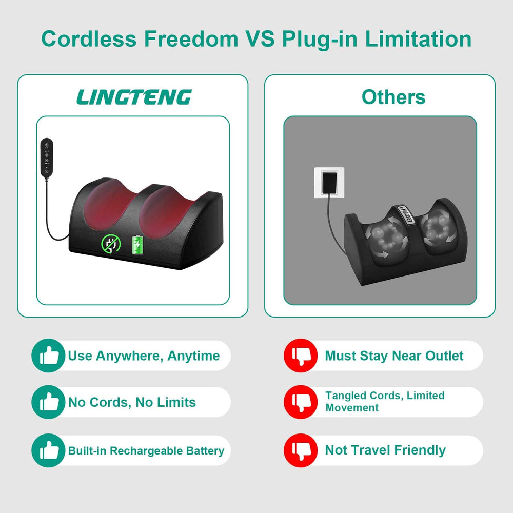 LINGTENG primer plano de los rodillos shiatsu que relajan el arco del pie eficazmente