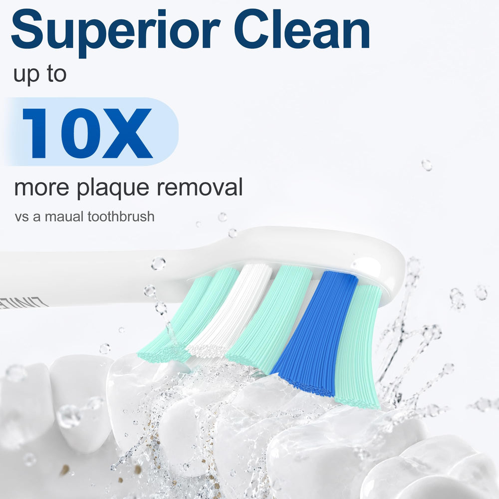 LINILEEA cabezal montado en mango Philips Sonicare en uso, limpieza eficaz