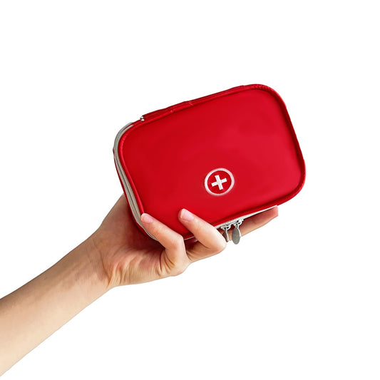 Linsiter bolsa roja frontal mostrando tamaño compacto y diseño portátil