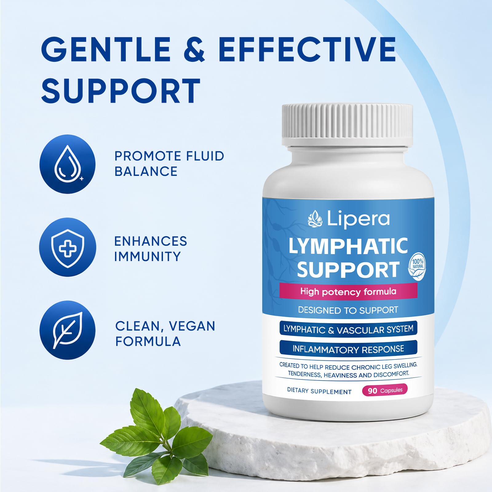 Comparación de tamaño de LIPERA LYMPHATIC con moneda para apreciación de escala