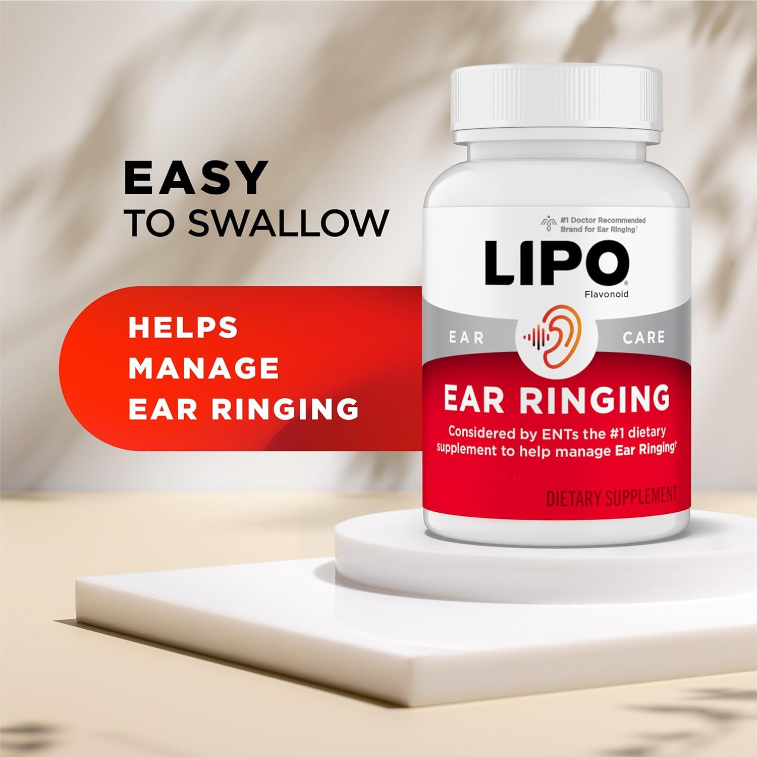 Escena de estilo de vida con Lipo-Flavonoid y auriculares para bienestar