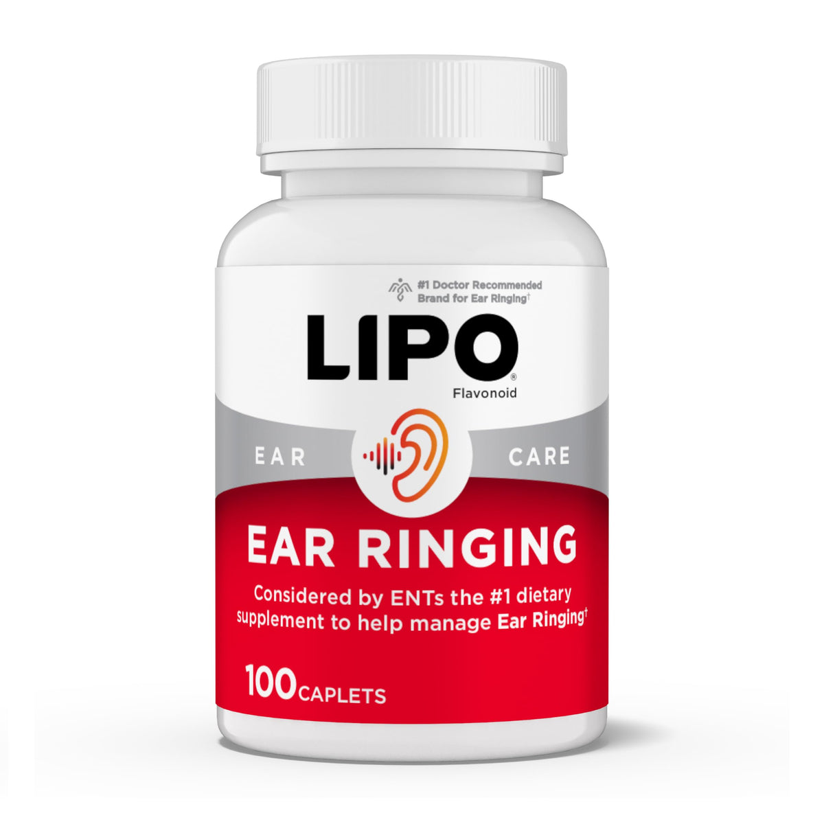 Lipo-Flavonoid frente del empaque mostrando caplets y beneficios