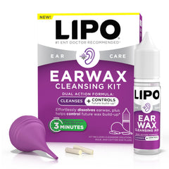 Lipo-Flavonoid frente del kit mostrando botella, jeringa y tapones para limpieza efectiva