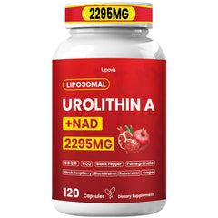 Lipovis frasco frontal Urolithin A mostrando fórmula y diseño atractivo