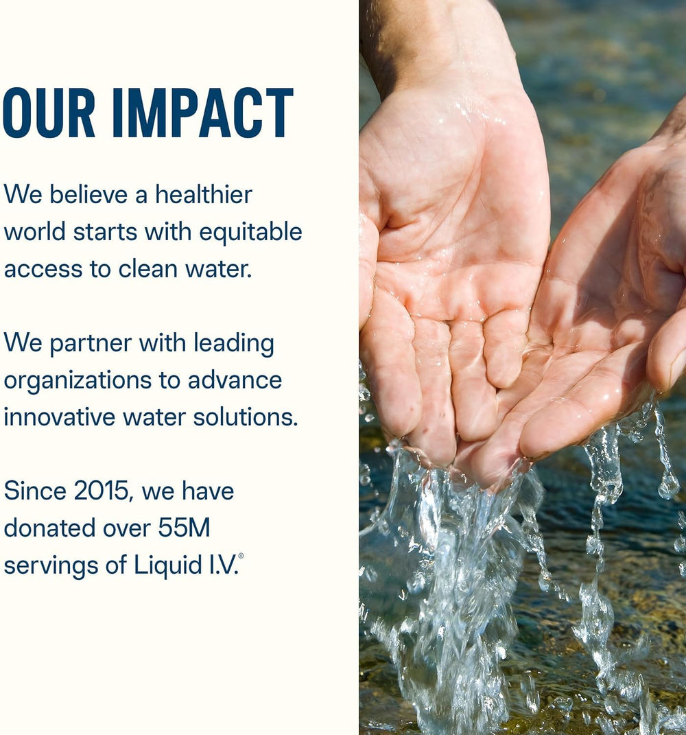 Liquid I.V. comparación de tamaño del sobre junto a bolígrafo para escala clara