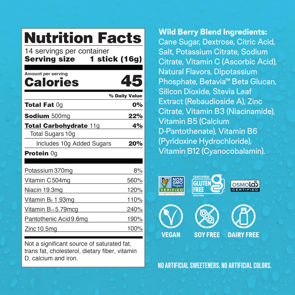 Liquid I.V. etiqueta con lista de ingredientes y beneficios claros