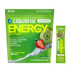 Liquid I.V. frente del empaque fresa kiwi mostrando sabor y beneficios