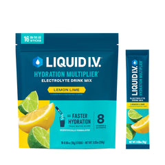 Liquid I.V. empaque frontal Lemon Lime mostrando conveniencia