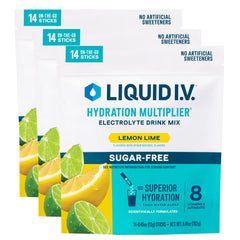 Liquid I.V. frente del empaque mostrando 42 sobres y beneficios