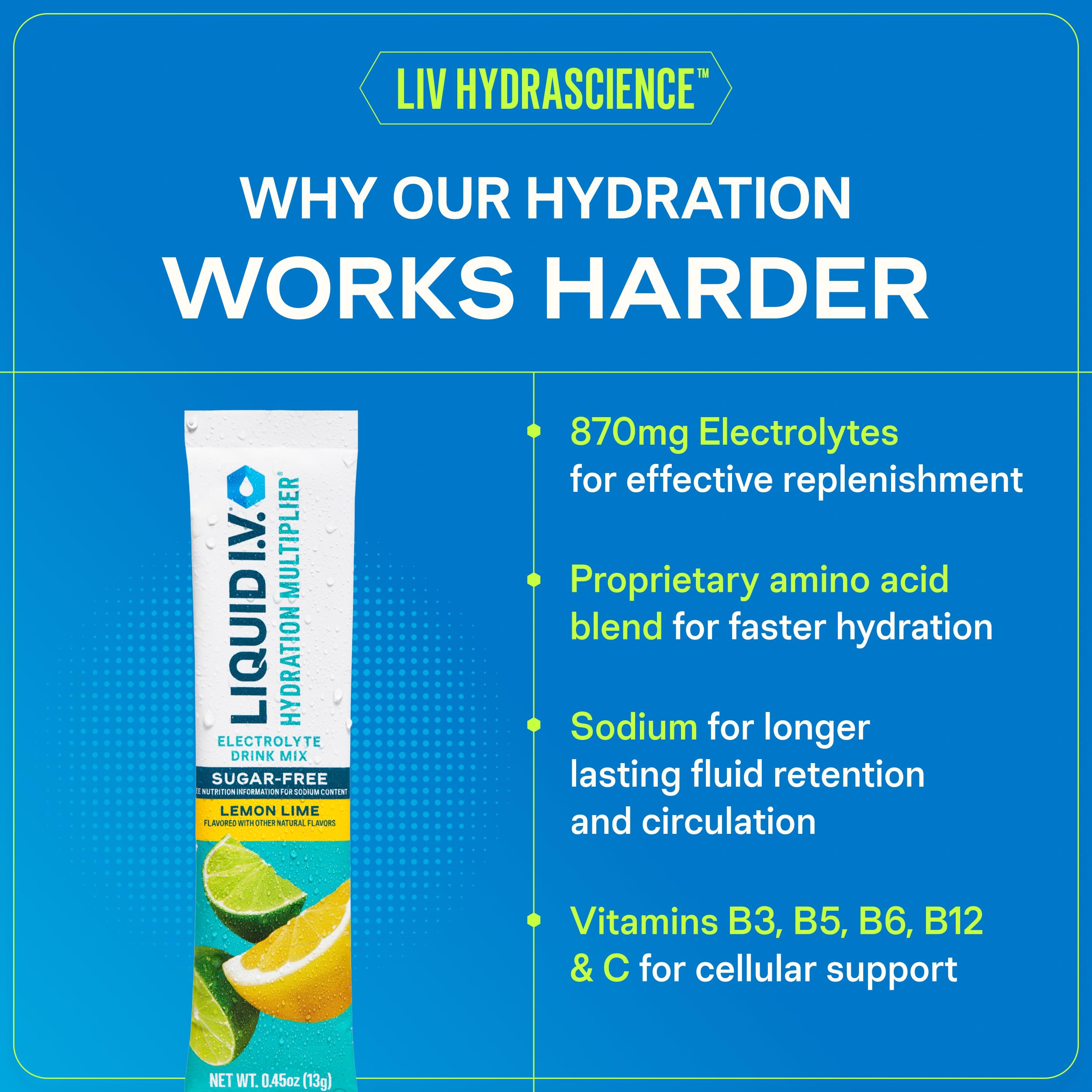 Liquid I.V. bebida mezclada en vaso con hielo, refrescante y revitalizante