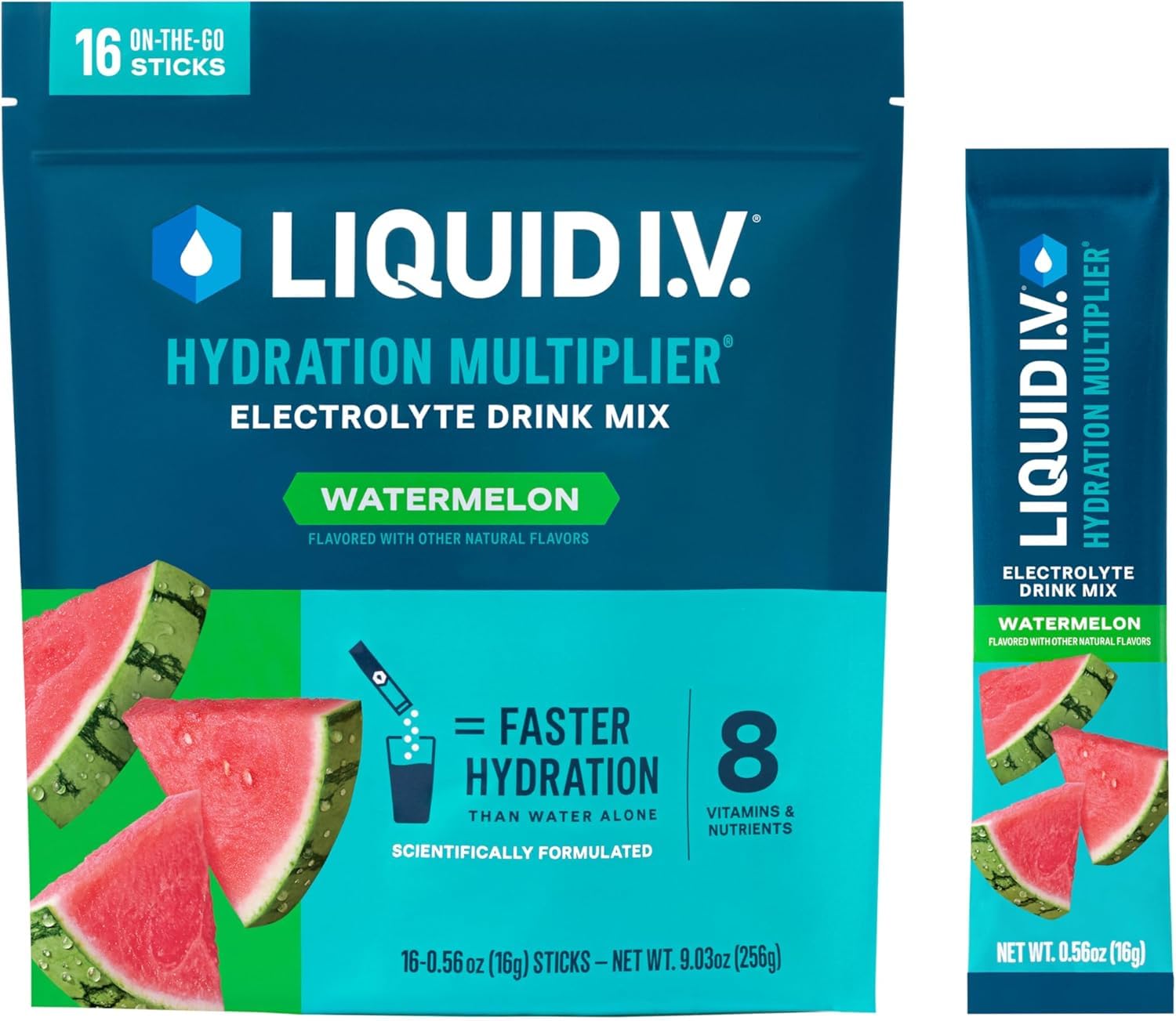 Liquid I.V. sobre frontal mostrando diseño y conveniencia