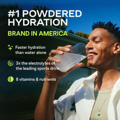 Liquid I.V. polvo en primer plano textura fina y mezcla uniforme
