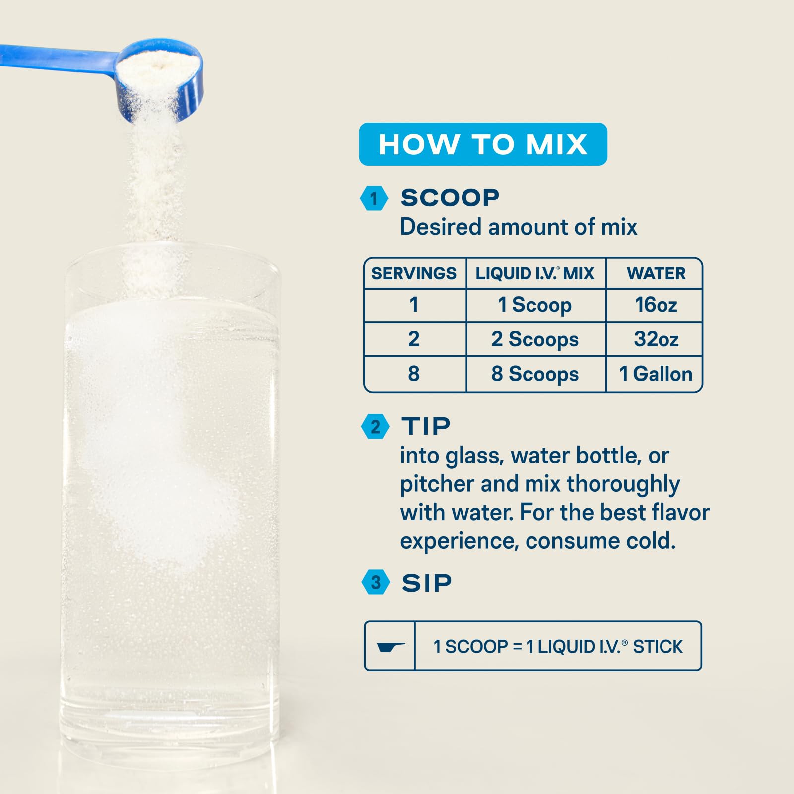 Liquid I.V. vaso con bebida preparada, hidratación rápida y sabrosa