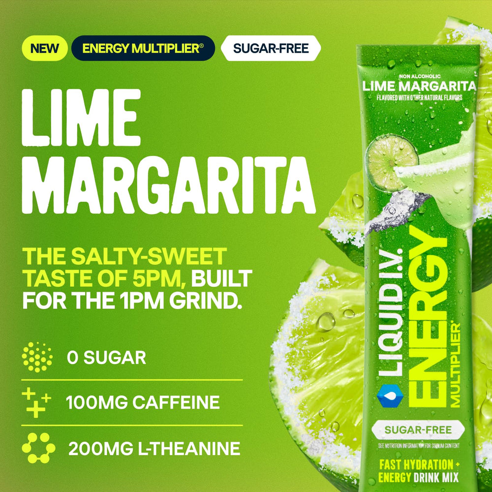 Liquid I.V. vaso con bebida Margarita Mocktail demostrando sabor refrescante