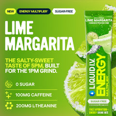 Liquid I.V. vaso con bebida Margarita Mocktail demostrando sabor refrescante