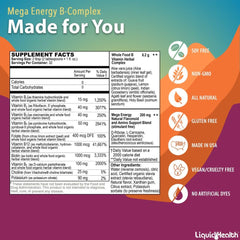 LIQUIDHEALTH etiqueta con información de vitaminas y beneficios claros