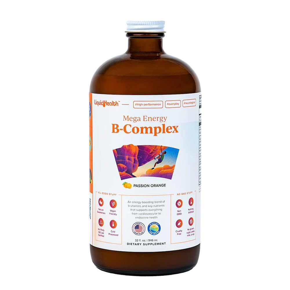 LIQUIDHEALTH botella frontal mostrando etiqueta y beneficio energía rápida