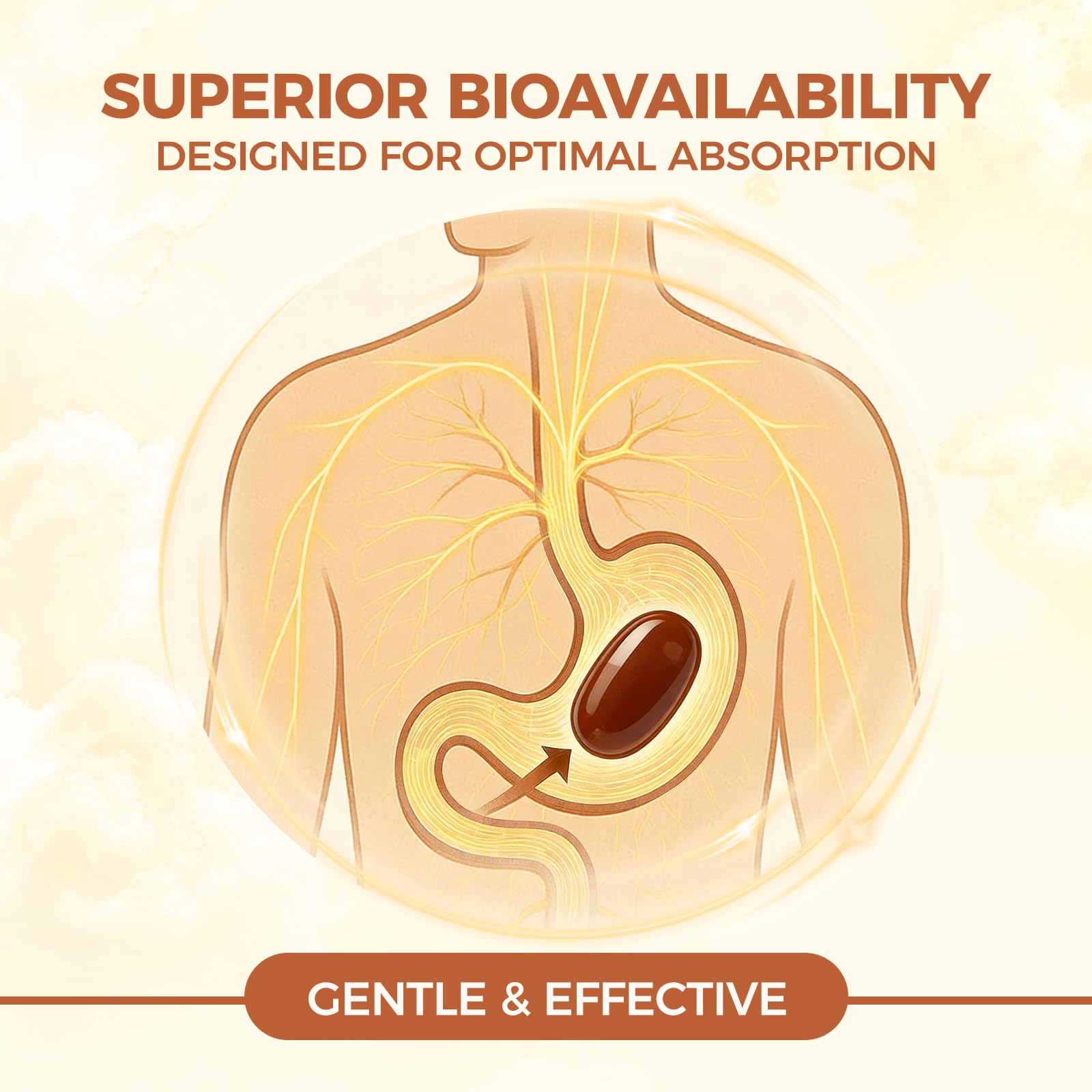 LIRAE botella abierta mostrando softgels y conservación segura