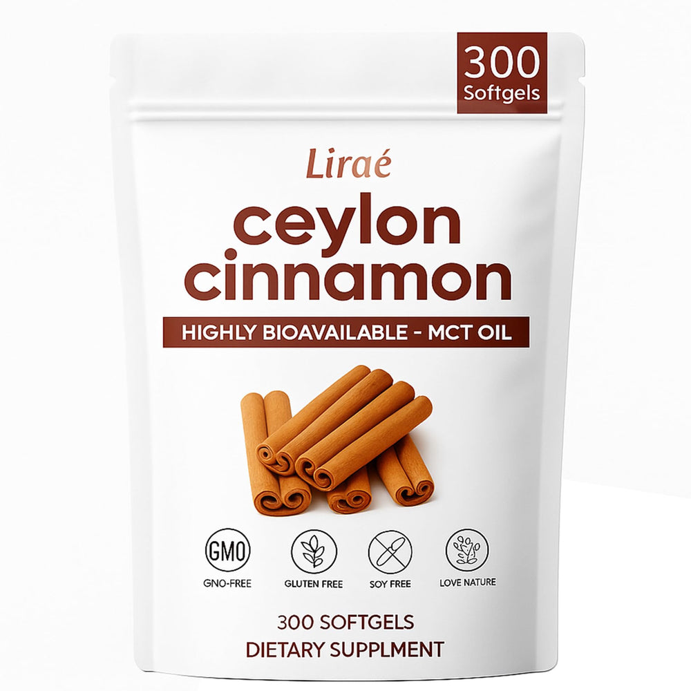LIRAE envase frontal de Ceylon Cinnamon 300 softgels para suministro prolongado