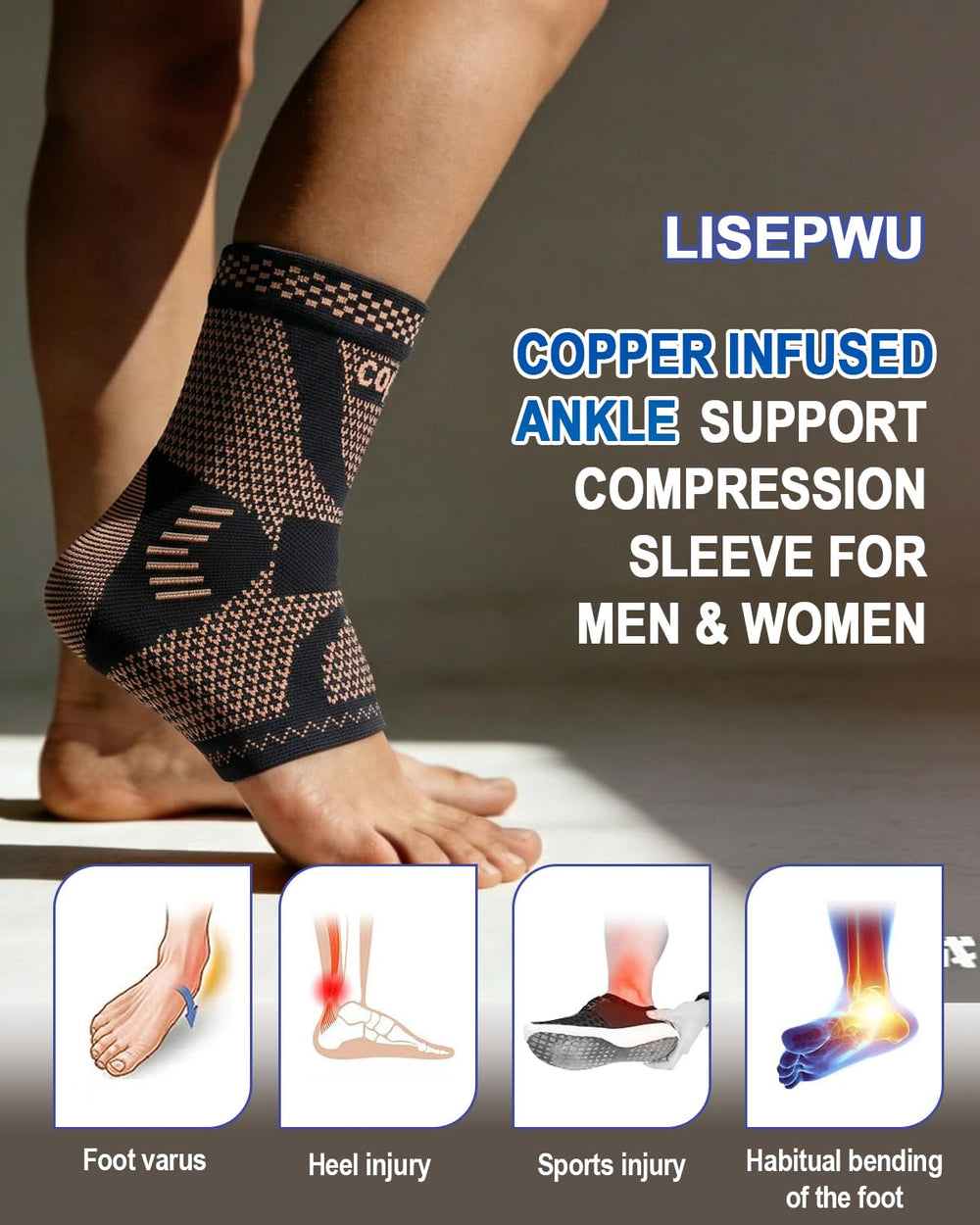 LISEPWU primer plano del tejido con iones de cobre para higiene