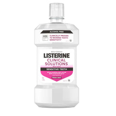 Listerine botella frente mostrando diseño y beneficio alivio de sensibilidad