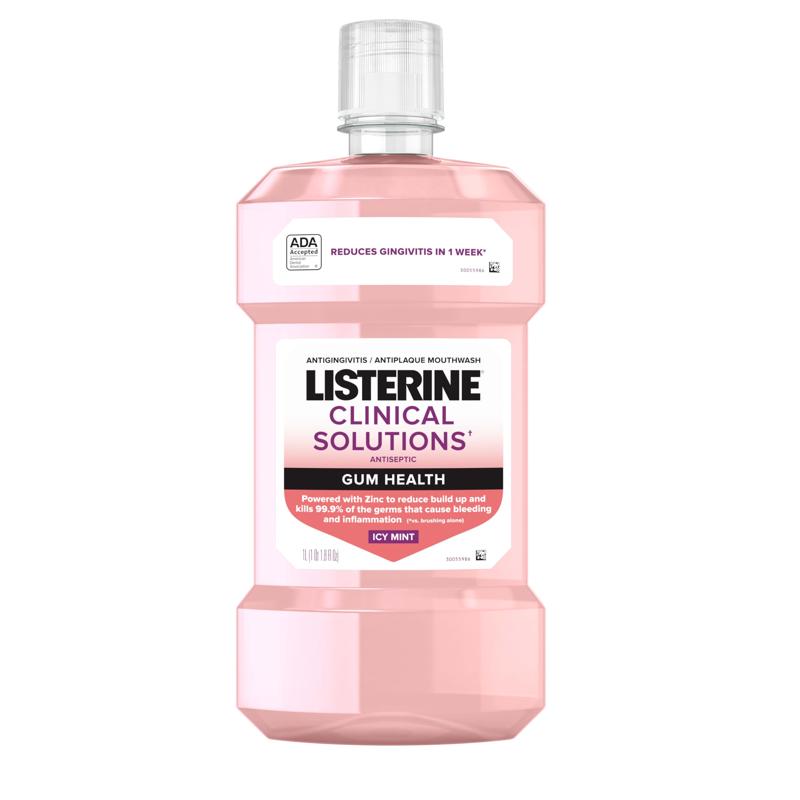 Listerine frontal mostrando botella 1 L y marca para confianza clínica