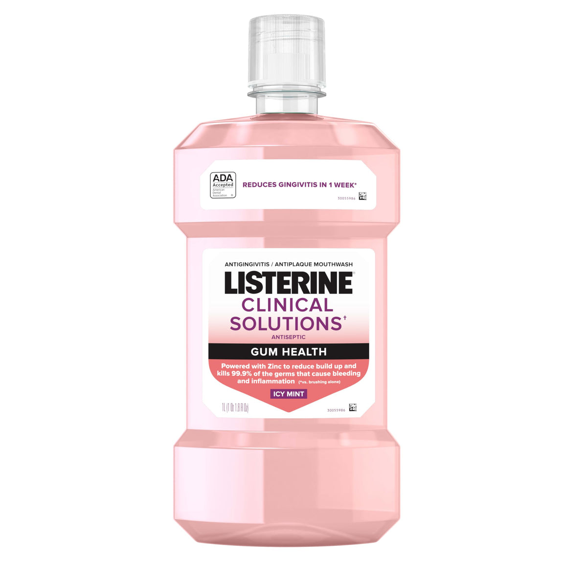 Listerine frontal mostrando botella 1 L y marca para confianza clínica