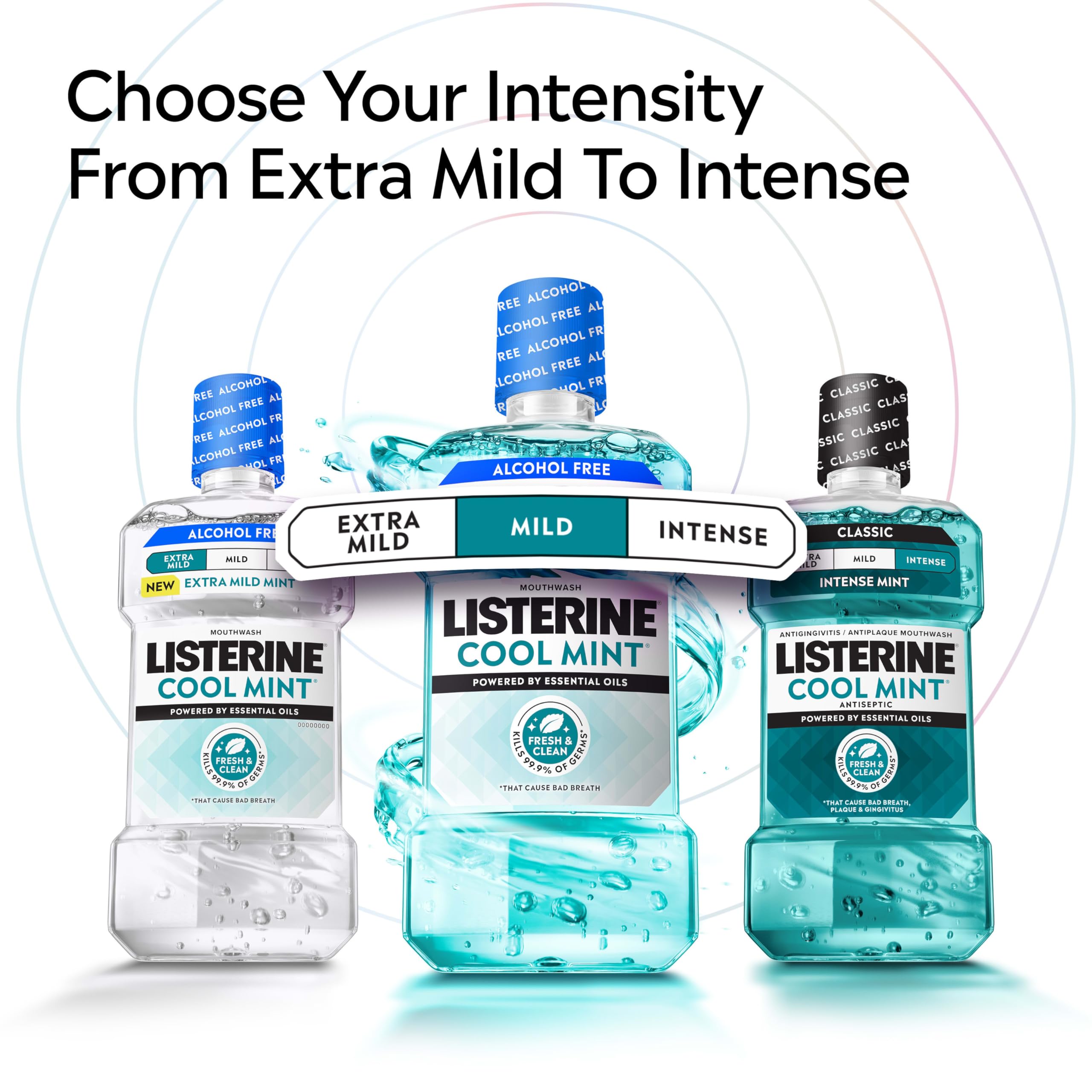 Primer plano de menta Cool Mint Listerine que sugiere frescor agradable